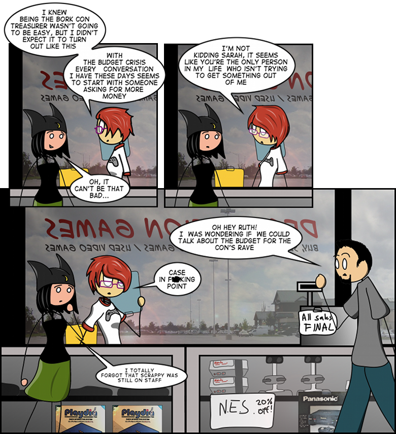 In panel two, Sarah looks like she's feeling a bit guilty and/or conflicted, huh.