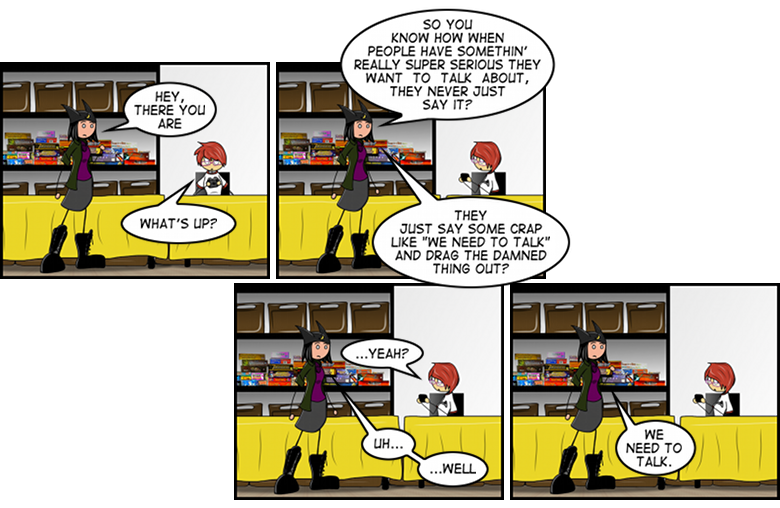 Sarah doubled her conversational delay by complaining about conversational delays
